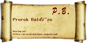 Prorok Balázs névjegykártya